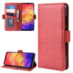 Dual-side Magnetic Buckle Horizontal Flip Leather Case for Xiaomi Redmi Note 7, with Holder & Card Slots & Wallet & Photo Frame(Red)