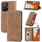 For Xiaomi Mi 11T / 11T Pro Retro Skin Feel Magnetic Horizontal Flip Leather Case with Holder & Card Slots & Wallet & Photo Frame(Brown)