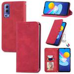 For vivo Y72 5G Retro Skin Feel Magnetic Horizontal Flip Leather Case With Holder & Card Slots & Wallet & Photo Frame(Red)