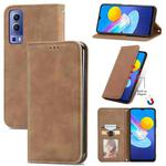 For vivo Y72 5G Retro Skin Feel Magnetic Horizontal Flip Leather Case With Holder & Card Slots & Wallet & Photo Frame(Brown)