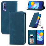 For vivo Y72 5G Retro Skin Feel Magnetic Horizontal Flip Leather Case With Holder & Card Slots & Wallet & Photo Frame(Blue)