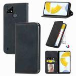 For OPPO Realme C21Y Retro Skin Feel Magnetic Horizontal Flip Leather Case With Holder & Card Slots & Wallet & Photo Frame(Black)