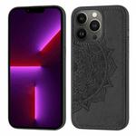 Mandala Embossed Cloth Cover PC + TPU Case with Magnetic Function and Hand Strap For iPhone 13 Pro Max(Black)