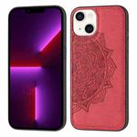 Mandala Embossed Cloth Cover PC + TPU Case with Magnetic Function and Hand Strap For iPhone 13(Red)