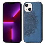 Mandala Embossed Cloth Cover PC + TPU Case with Magnetic Function and Hand Strap For iPhone 13 mini(Blue)