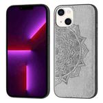Mandala Embossed Cloth Cover PC + TPU Case with Magnetic Function and Hand Strap For iPhone 13 mini(Grey)
