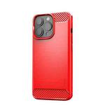 MOFI Gentleness Series Brushed Texture Carbon Fiber Soft TPU Case For iPhone 13 Pro Max (Red)