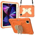 PC + Silicone Anti-drop Tablet Tablet Case with Butterfly Holder & Pen Slot for iPad Pro 11 2018 & 2020 & 2021 & Air 2020 10.9(Gream+Kumquat)