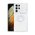 For Samsung Galaxy S22 5G Sliding Camera Cover TPU Protective Case with Ring Holder(White)