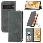 For Google Pixel 6 Retro Skin Feel Business Magnetic Horizontal Flip Leather Case With Holder & Card Slots & Wallet & Photo Frame(Grey)