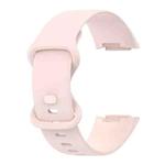 For Fitbit Charge 5 Monochromatic Silicone Watch Band, Size：Large Size(Sand pink)