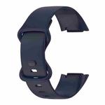 For Fitbit Charge 5 Monochromatic Silicone Watch Band, Size：Large Size(Dark blue)