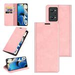 For OPPO Realme GT Neo2 Retro-skin Business Magnetic Suction Leather Case with Holder & Card Slots & Wallet(Pink)