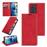 For OPPO Realme GT Neo2 Retro-skin Business Magnetic Suction Leather Case with Holder & Card Slots & Wallet(Red)