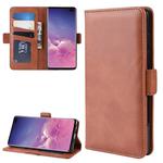 Dual-side Magnetic Buckle Horizontal Flip Leather Case for Galaxy S10 Plus, with Holder & Card Slots & Wallet & Photo Frame(Brown)