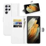 For Samsung Galaxy S22 Ultra 5G Litchi Texture Horizontal Flip Protective Case with Holder & Card Slots & Wallet(White)