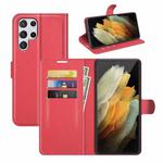 For Samsung Galaxy S22 Ultra 5G Litchi Texture Horizontal Flip Protective Case with Holder & Card Slots & Wallet(Red)