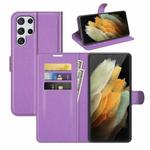 For Samsung Galaxy S22 Ultra 5G Litchi Texture Horizontal Flip Protective Case with Holder & Card Slots & Wallet(Purple)