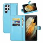 For Samsung Galaxy S22 Ultra 5G Litchi Texture Horizontal Flip Protective Case with Holder & Card Slots & Wallet(Blue)
