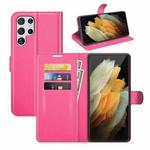 For Samsung Galaxy S22 Ultra 5G Litchi Texture Horizontal Flip Protective Case with Holder & Card Slots & Wallet(Rose Red)