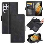 For Samsung Galaxy S22 Ultra 5G Dual-side Magnetic Buckle Horizontal Flip Leather Case with Holder & Card Slots & Wallet(Black)