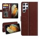 For Samsung Galaxy S22 Ultra 5G R64 Texture Single Horizontal Flip Protective Case with Holder & Card Slots & Wallet& Photo Frame(Brown)