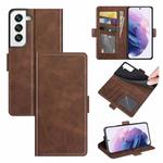 For Samsung Galaxy S22+ 5G Dual-side Magnetic Buckle Horizontal Flip Leather Case with Holder & Card Slots & Wallet(Brown)