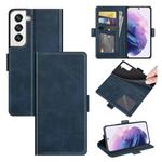 For Samsung Galaxy S22+ 5G Dual-side Magnetic Buckle Horizontal Flip Leather Case with Holder & Card Slots & Wallet(Dark Blue)