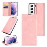 For Samsung Galaxy S22+ 5G Retro-skin Business Magnetic Suction Leather Case with Holder & Card Slots & Wallet(Pink)