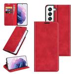 For Samsung Galaxy S22 5G Retro-skin Business Magnetic Suction Leather Case with Holder & Card Slots & Wallet(Red)