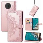 For Nokia G50 Mandala Embossing Pattern Horizontal Flip Leather Case with Holder & Card Slots & Wallet & Lanyard(Rose Gold)