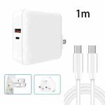 A6 65W QC 3.0 USB + PD USB-C / Type-C Dual Fast Charging Laptop Adapter + 1m USB-C / Type-C to USB-C / Type-C Data Cable Set for MacBook Series, US Plug + UK Plug