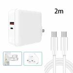 A6 65W QC 3.0 USB + PD USB-C / Type-C Dual Fast Charging Laptop Adapter + 2m USB-C / Type-C to USB-C / Type-C Data Cable Set for MacBook Series, US Plug + UK Plug