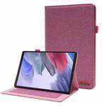 For Samsung Galaxy Tab A8 10.5 2021 Horizontal Flip Fabric PU Leather Tablet Case with Card Slots & Holder(Rose Red)