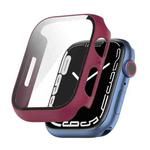 Shockproof PC Protective Case with Tempered Glass Film For Apple Watch Series 9 / 8 / 7 41mm(Burgundy)