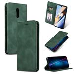 Retro Skin Feel Business Magnetic Horizontal Flip Leather Case for OnePlus 6T(Army Green)