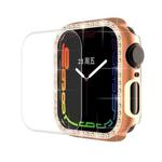 ENKAY Hat-Prince Electroplate PC Diamond Watch Case + Full Coverage Curved PET Screen Protector Film For Apple Watch Series 8 / 7 45mm(Rose Gold)