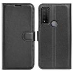 For TCL 20 R 5G Litchi Texture Horizontal Flip Phone Protective Case with Holder & Card Slots & Wallet(Black)