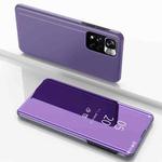 For Xiaomi Redmi Note 11 Plated Mirror Horizontal Flip Leather Case with Holder(Purple Blue)