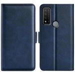 For TCL 20 R 5G  Dual-side Magnetic Buckle Horizontal Flip Phone Leather Case with Holder & Card Slots & Wallet(Dark Blue)