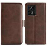 For ZTE Blade V30 Dual-side Magnetic Buckle Horizontal Flip Phone Leather Case with Holder & Card Slots & Wallet(Brown)