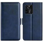 For ZTE Blade V30 Dual-side Magnetic Buckle Horizontal Flip Phone Leather Case with Holder & Card Slots & Wallet(Dark Blue)