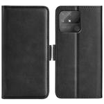 For OPPO Realme Narzo 50A Dual-side Magnetic Buckle Horizontal Flip Leather Case with Holder & Card Slots & Wallet(Black)