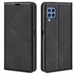 For Samsung Galaxy M22 Retro-skin Magnetic Suction Leather Case with Holder & Card Slots & Wallet(Black)