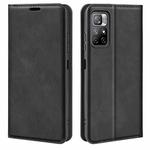For Xiaomi Redmi Note 11 Retro-skin Magnetic Suction Leather Case with Holder & Card Slots & Wallet(Black)