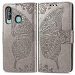 Butterfly Love Flowers Embossing Horizontal Flip Leather Case for Galaxy A60, with Holder & Card Slots & Wallet & Lanyard(Gray)