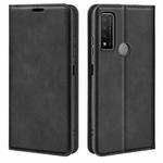 For TCL 20 R 5G Retro-skin Business Magnetic Suction Phone Leather Case with Holder & Card Slots & Wallet(Black)