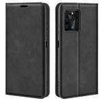 For ZTE Blade V30 Retro-skin Business Magnetic Suction Phone Leather Case with Holder & Card Slots & Wallet(Black)