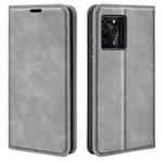 For ZTE Blade V30 Retro-skin Business Magnetic Suction Phone Leather Case with Holder & Card Slots & Wallet(Grey)