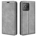 For OPPO Realme Narzo 50A Retro-skin Magnetic Suction Leather Case with Holder & Card Slots & Wallet(Grey)